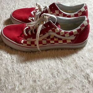Red checkered suede vans M9 W 10.5